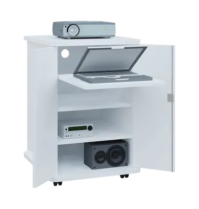 UNI - 65 skříňka pod kancel. techniku s výs. policí lamino - bílá