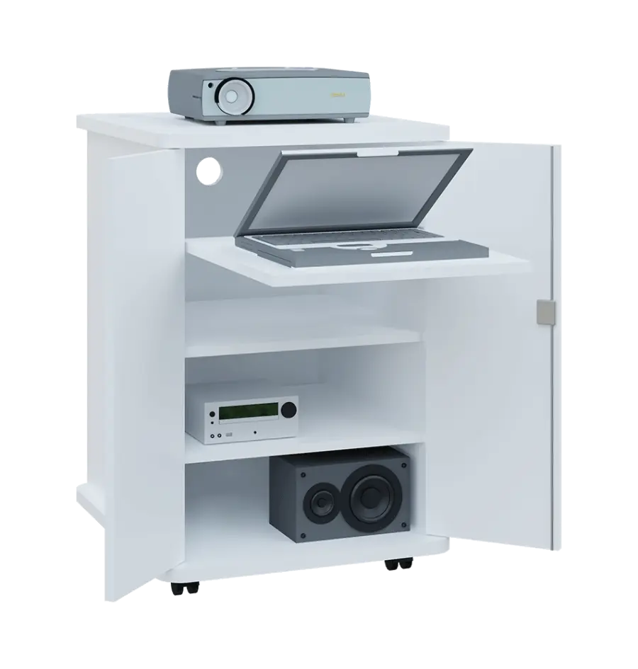 UNI - 65 skříňka pod kancel. techniku s výs. policí lamino - bílá