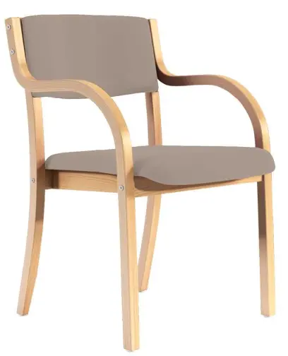 FREYA židle konferenční, kostra dřevěná, koženka tmavě béžová