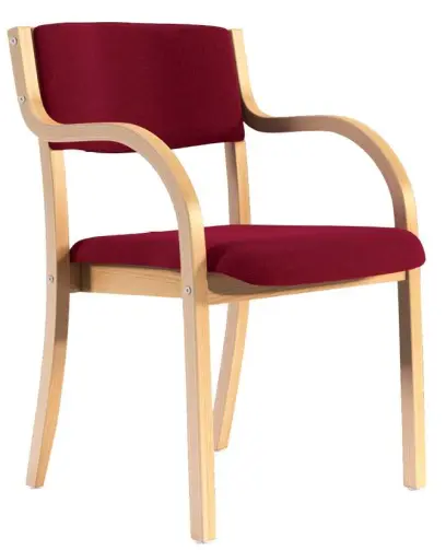 FREYA židle konferenční, kostra dřevěná, látka vínová