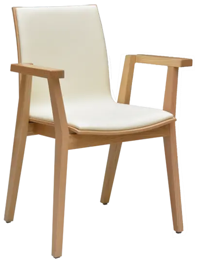 JOLLY židle jídelní čalouněná, rám masiv, ekokůže smetanová