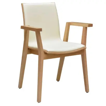 JOLLY židle jídelní čalouněná, rám masiv, ekokůže smetanová