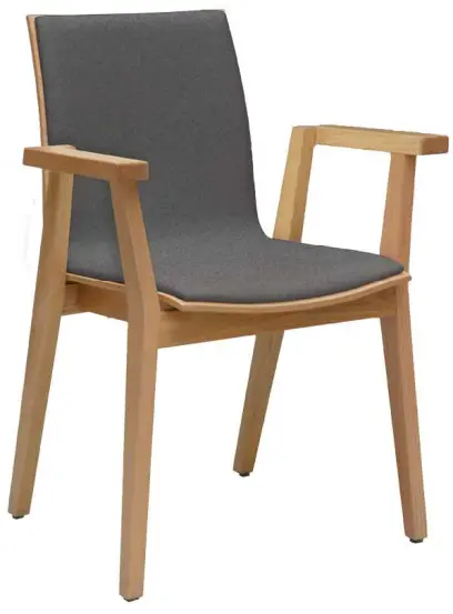 JOLLY židle jídelní čalouněná, rám masiv, látka šedá