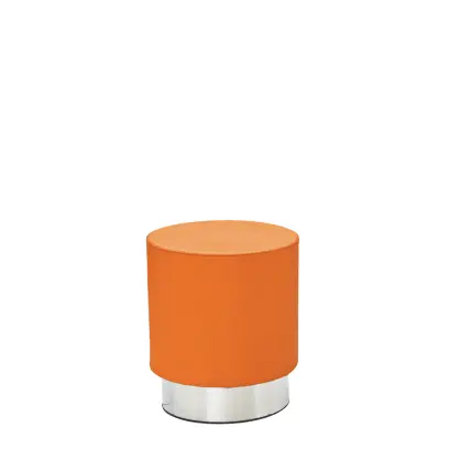 MOON taburet, základna nerez, koženka oranžová