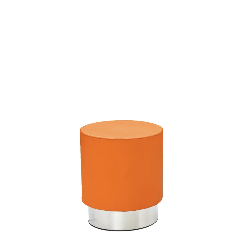 MOON taburet, základna nerez, koženka oranžová