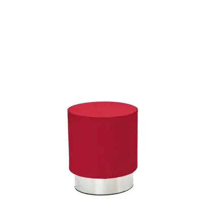 MOON taburet, základna nerez, koženka červená