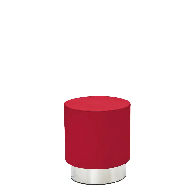 MOON taburet, základna nerez, koženka červená