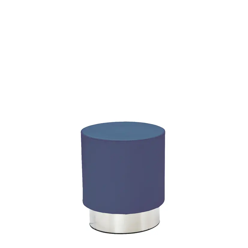 MOON taburet, základna nerez, koženka modrá