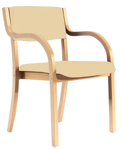 FREYA židle konferenční, kostra dřevěná, koženka světle béžová