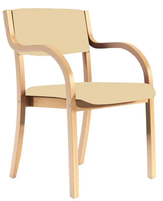 FREYA židle konferenční, kostra dřevěná, koženka světle béžová