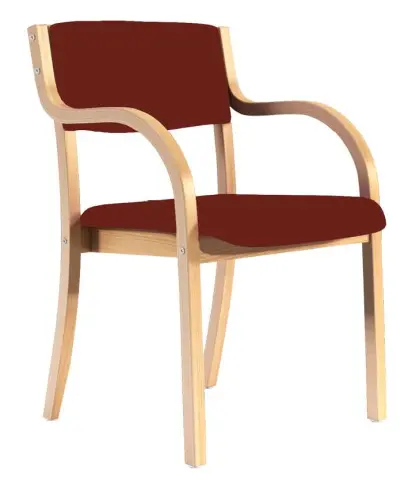 FREYA židle konferenční, kostra dřevěná, koženka vínová