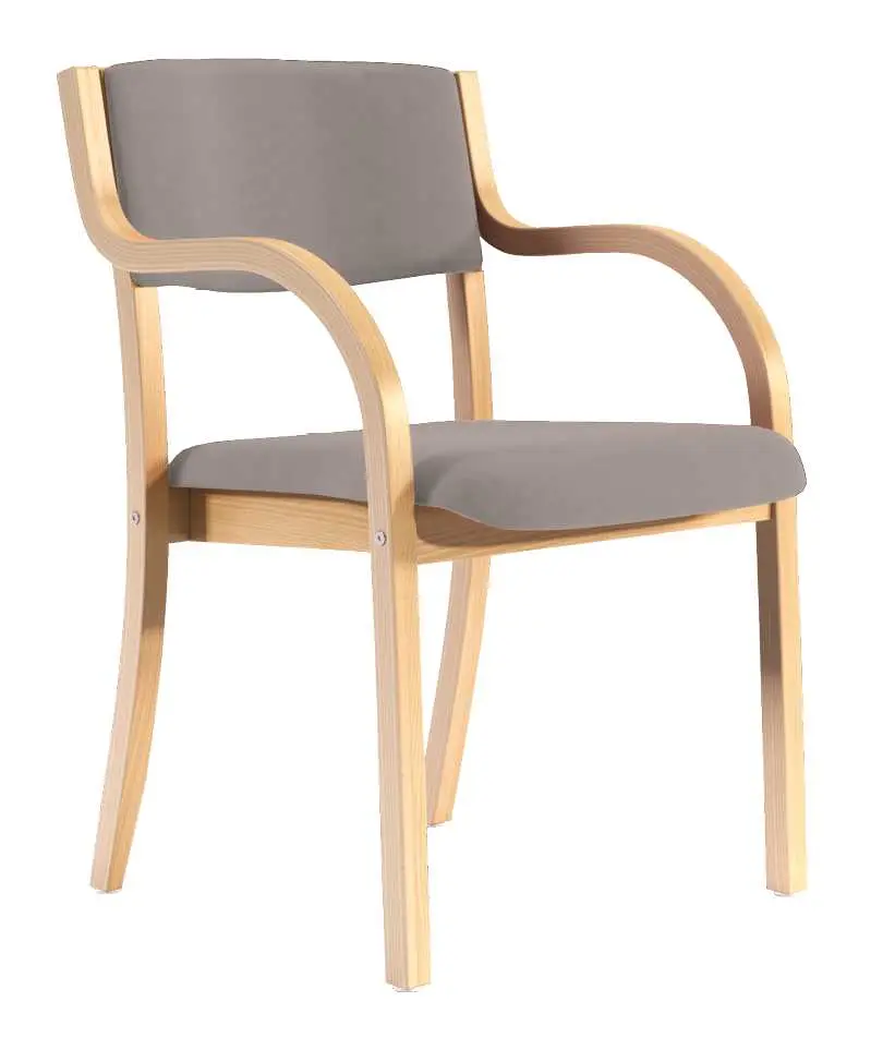 FREYA židle konferenční, kostra dřevěná, látka šedá