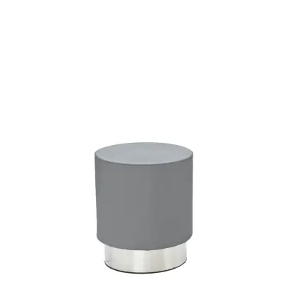 MOON taburet, základna nerez, koženka šedá