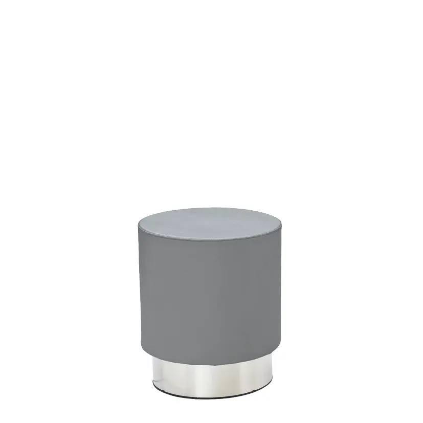 MOON taburet, základna nerez, koženka šedá