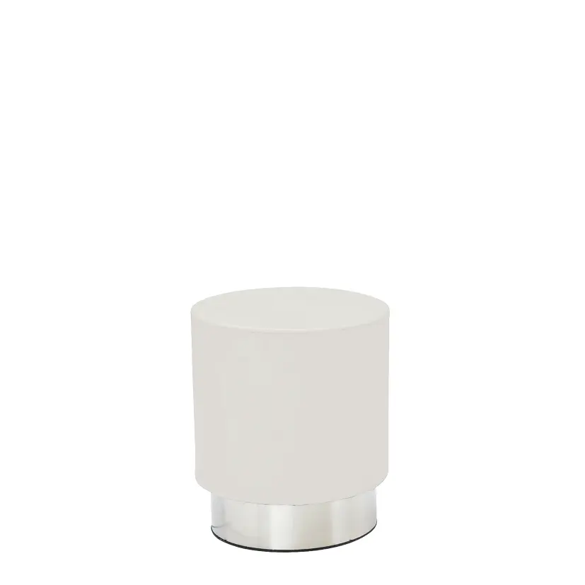 MOON taburet, základna nerez, koženka bílá