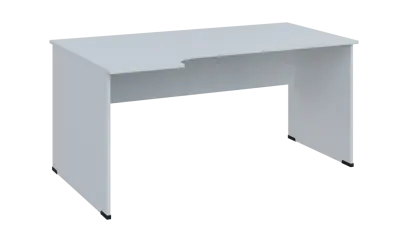TR 8 - 164 stůl kancelářský, rohový, levý, dřevěná podnož, deska 18 mm, široký 1600 mm, bílá