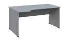 TR 8 - 164 stůl kancelářský, rohový, levý, dřevěná podnož, deska 18 mm, široký 1600 mm, šedá