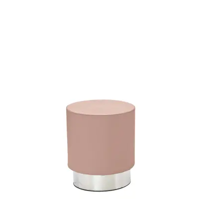 MOON taburet, základna nerez, koženka růžová