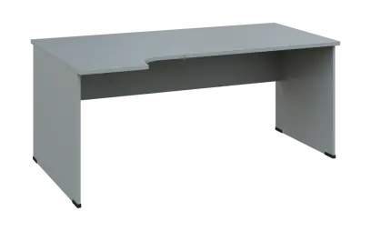 ORL 28 - 184 stůl kancelářský, rohový, levý, dřevěná podnož, deska 25 mm, široký 1800 mm, šedá