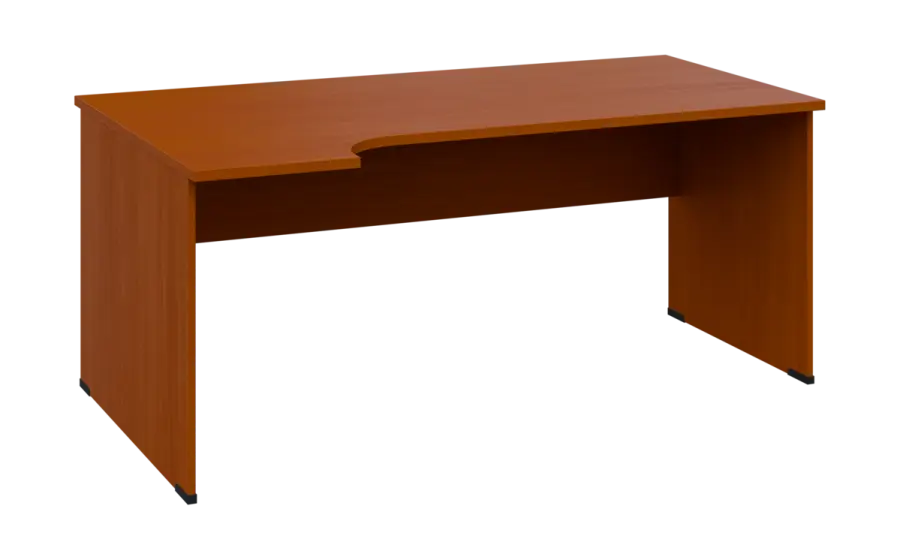 ORL 28 - 184 stůl kancelářský, rohový, levý, dřevěná podnož, deska 25 mm, široký 1800 mm, třešeň šumavská