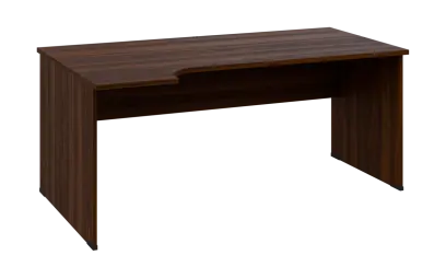 ORL 28 - 184 stůl kancelářský, rohový, levý, dřevěná podnož, deska 25 mm, široký 1800 mm, ořech královský