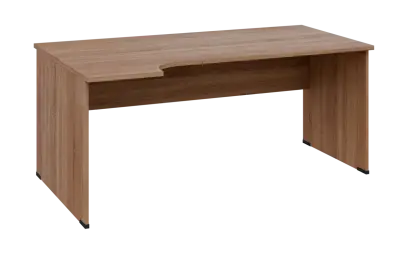 ORL 28 - 184 stůl kancelářský, rohový, levý, dřevěná podnož, deska 25 mm, široký 1800 mm, dub bardolino