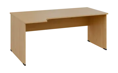ORL 28 - 184 stůl kancelářský, rohový, levý, dřevěná podnož, deska 25 mm, široký 1800 mm, javor horský