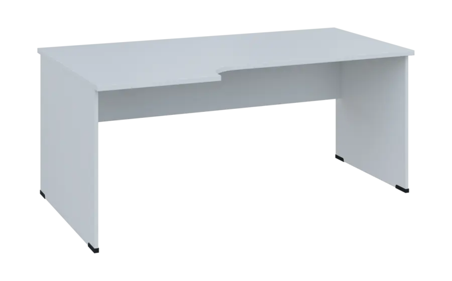 ORL 28 - 186 stůl kancelářský, rohový, levý, dřevěná podnož, deska 25 mm, široký 1800 mm, bílá