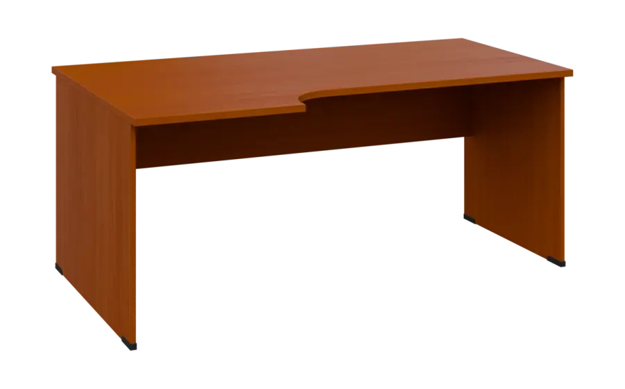 ORL 28 - 186 stůl kancelářský, rohový, levý, dřevěná podnož, deska 25 mm, široký 1800 mm, třešeň šumavská