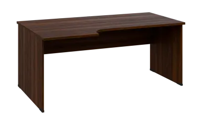 ORL 28 - 186 stůl kancelářský, rohový, levý, dřevěná podnož, deska 25 mm, široký 1800 mm, ořech královský