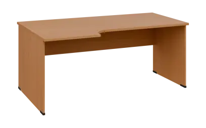 ORL 28 - 186 stůl kancelářský, rohový, levý, dřevěná podnož, deska 25 mm, široký 1800 mm, buk royal