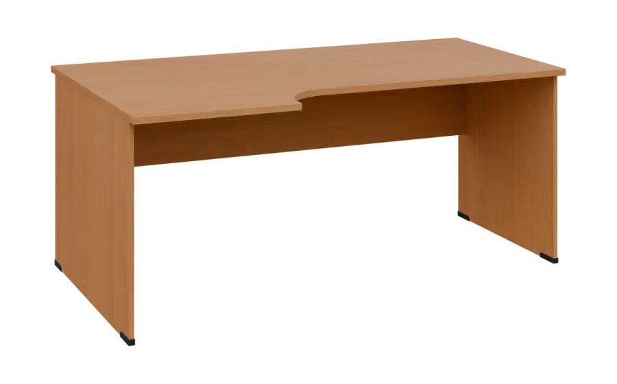 ORL 28 - 186 stůl kancelářský, rohový, levý, dřevěná podnož, deska 25 mm, široký 1800 mm, buk royal