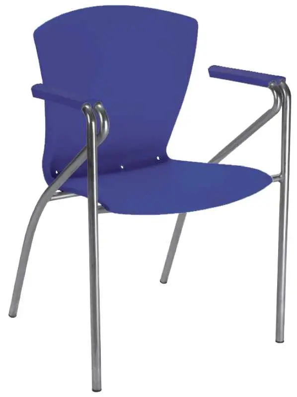 ASTRID CR židle konferenční s područkami, kostra chromová, plast tmavě modrý