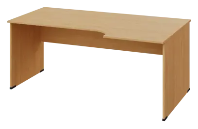 ERL 28 - 186 stůl kancelářský, rohový, pravý, dřevěná podnož, deska 25 mm, široký 1800 mm, javor horský