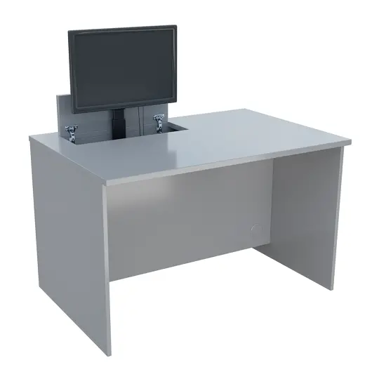 PC - VM1 - 120 stůl  s mechanickým výsuvem (1x) monitoru, 750x1200x800 mm lamino - šedá