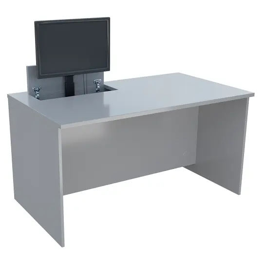 PC - VM1 - 140 stůl  s mechanickým výsuvem (1x) monitoru, 750x1400x800 mm lamino - šedá