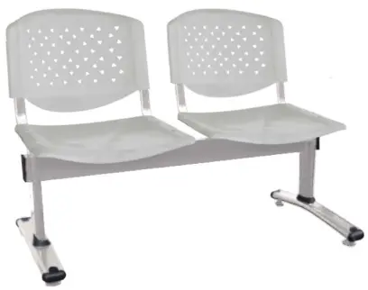 FLORIDA - 2, plastová lavice do čekárny, 2-sedák, šedá, kostra stříbrná