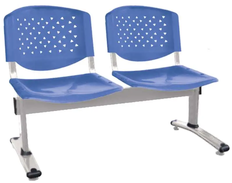 FLORIDA - 2, plastová lavice do čekárny, 2-sedák, světle modrá, kostra stříbrná