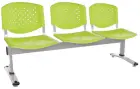 FLORIDA - 3, plastová lavice do čekárny, 3-sedák, pistáciová, kostra stříbrná