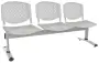 FLORIDA - 3, plastová lavice do čekárny, 3-sedák, šedá, kostra stříbrná