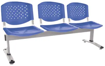 FLORIDA - 3, plastová lavice do čekárny, 3-sedák, světle modrá, kostra stříbrná
