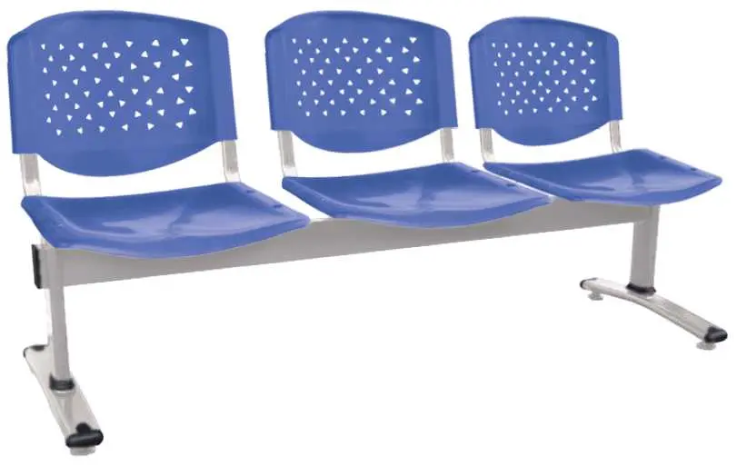 FLORIDA - 3, plastová lavice do čekárny, 3-sedák, světle modrá, kostra stříbrná