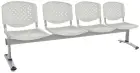 FLORIDA - 4, plastová lavice do čekárny, 4-sedák, šedá, kostra stříbrná