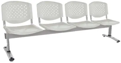 FLORIDA - 4, plastová lavice do čekárny, 4-sedák, šedá, kostra stříbrná