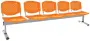 FLORIDA - 5, plastová lavice do čekárny, 5-sedák, oranžová, kostra stříbrná