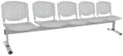 FLORIDA - 5, plastová lavice do čekárny, 5-sedák, šedá, kostra stříbrná