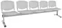 FLORIDA - 5, plastová lavice do čekárny, 5-sedák, šedá, kostra stříbrná
