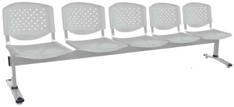 FLORIDA - 5, plastová lavice do čekárny, 5-sedák, šedá, kostra stříbrná