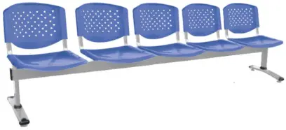 FLORIDA - 5, plastová lavice do čekárny, 5-sedák, světle modrá, kostra stříbrná