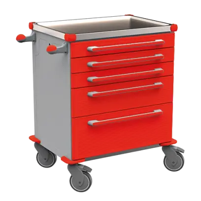 MOBI 02 N vozík zdravotnický plast ABS - červená